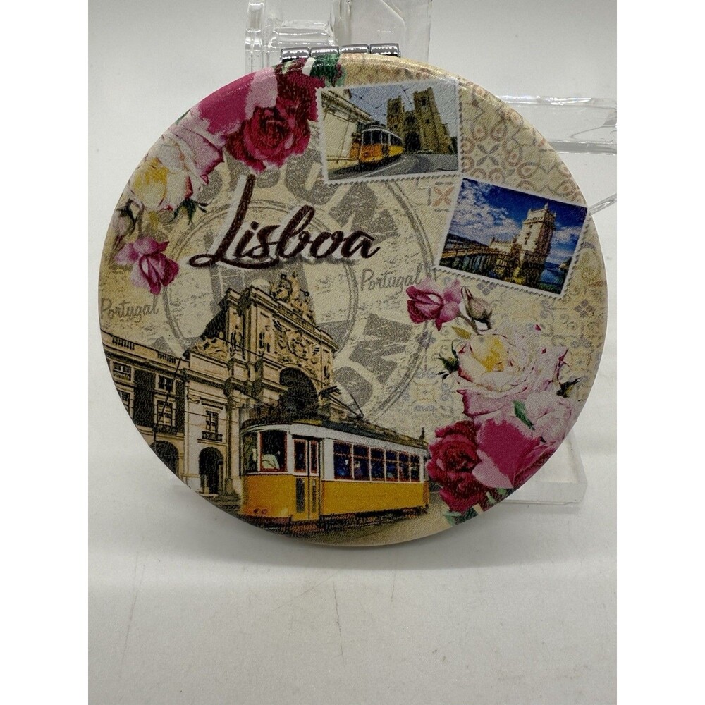 Compact Mirror Beautiful Travel‎ Folding For Purses Lisboa Printed Hand-Held